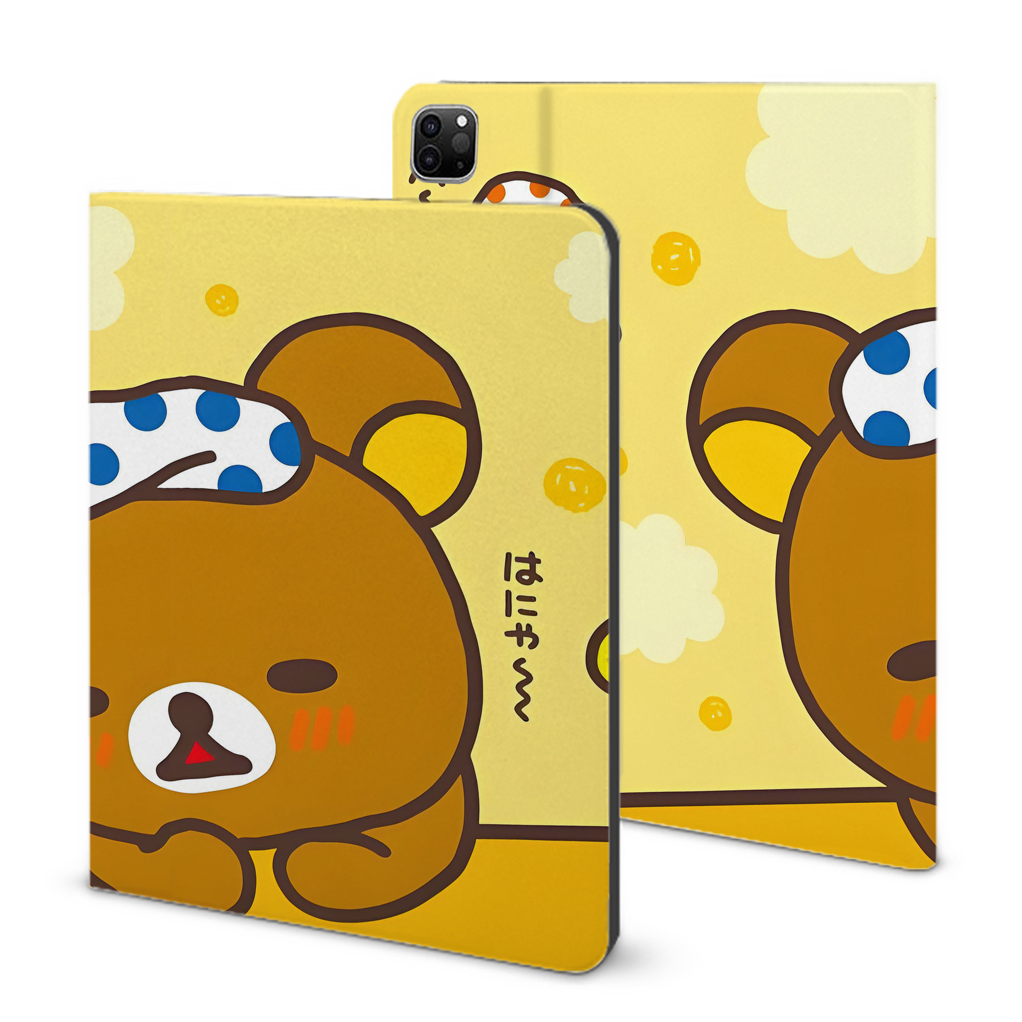 （画像用） リラックマ リラックマ キイロイトリ Rilakkuma Korilakkuma Kiiroitori IPad ケース ブック型 PUレザー TPU 耐衝撃 軽量 薄型 ペン収納なし 全面保護 IPad 各モデル対応